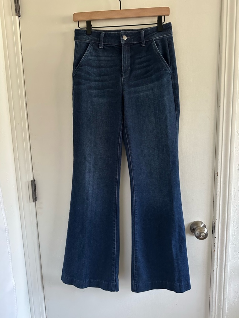 Evereve Deep Indigo Wide-Leg Flare Jeans